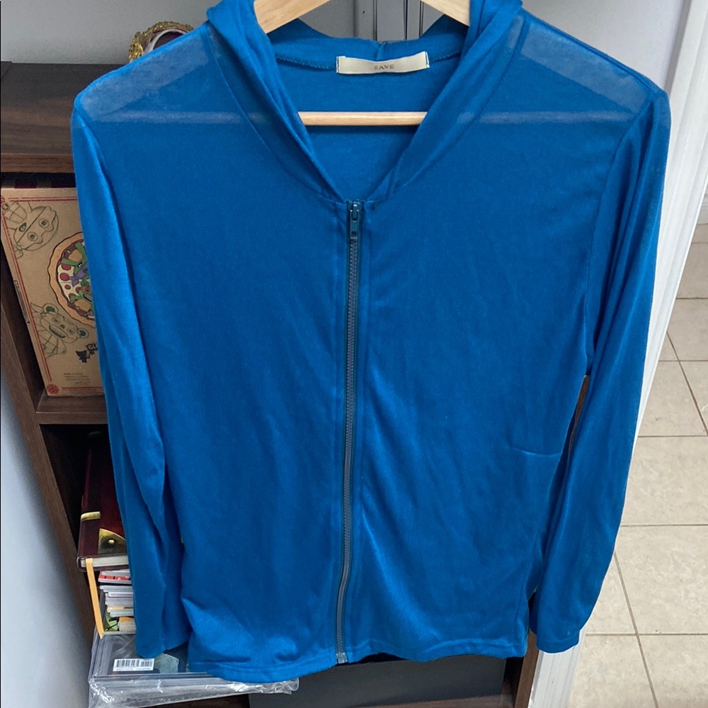 Blue Translucent Zip-Up Hoodie